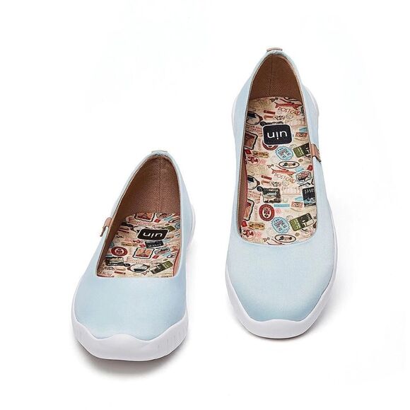 UIN Women's Ballet Flats Slip On Pointed Toe Casual Loafers (Blue Sky Silk) - Picture 3 of 7